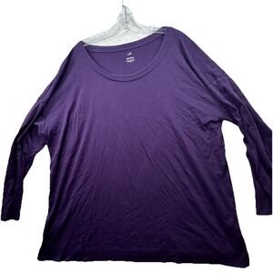 J‎ Jill Top Womens Plus Size 2X Purple Simply Supima Scoop Neck Tunic Casual
